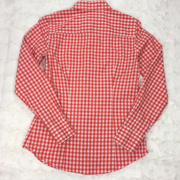 J. Crew Perfect Shirt Orange Gingham Button Down - Picture 2 of 5